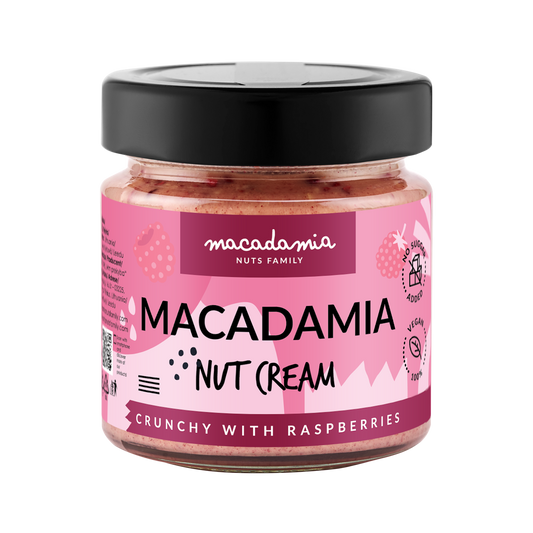 Makadamijų riešutų kremas su AVIETĖMIS